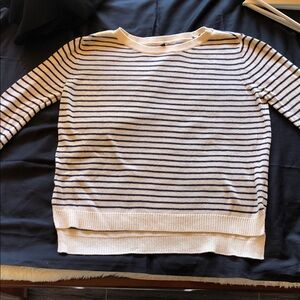 American Eagle Outfitters Navy and Cream Striped Sweater